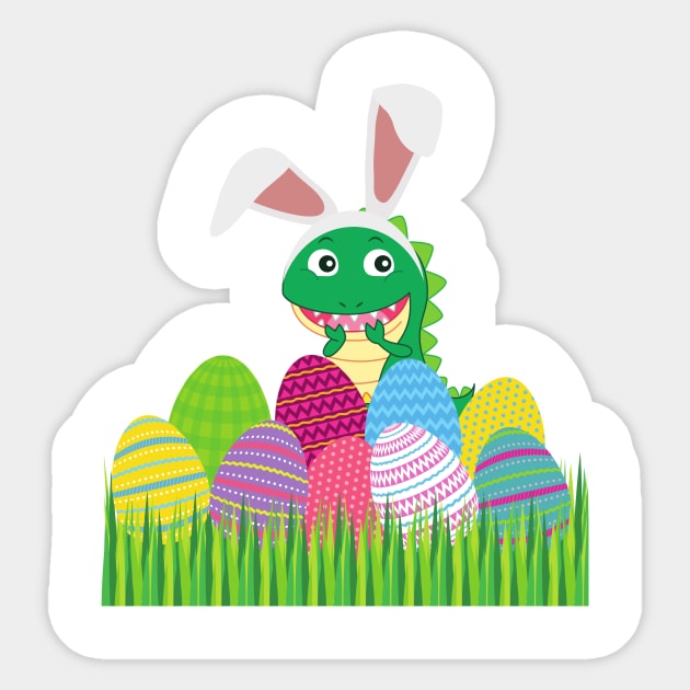 Baby Dino in Easter eggs Sticker by Kristalclick 